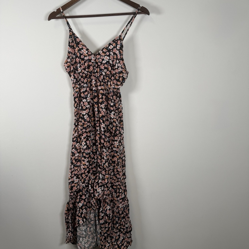 New Look Women's Sleeveless Hi-Low Dress Black Pink Flower Size Medium‎ NWOT